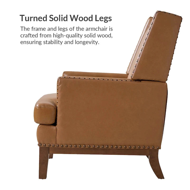Armchair with Solid Wood Frame and Removable Seat Cushion