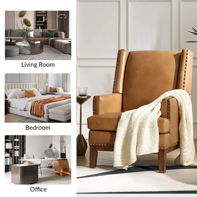 Armchair with Solid Wood Frame and Removable Seat Cushion