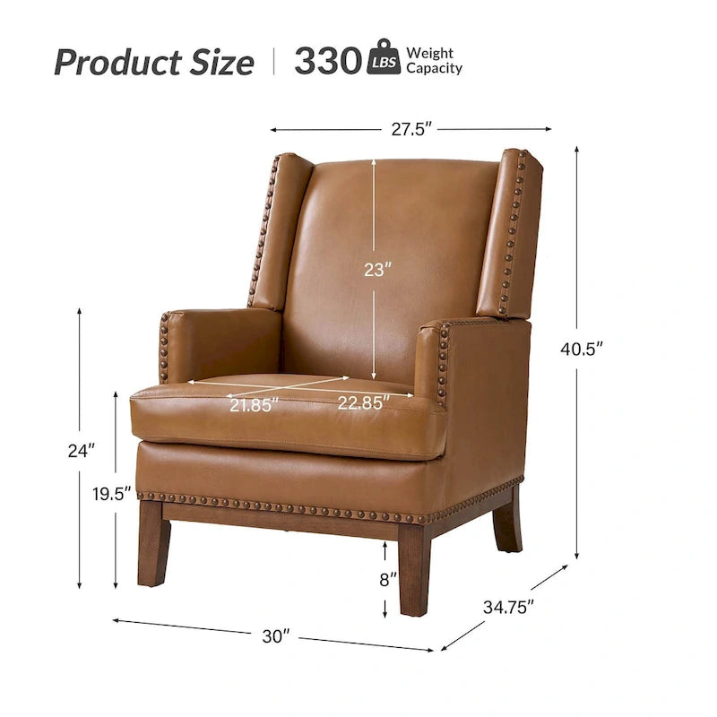 Armchair with Solid Wood Frame and Removable Seat Cushion