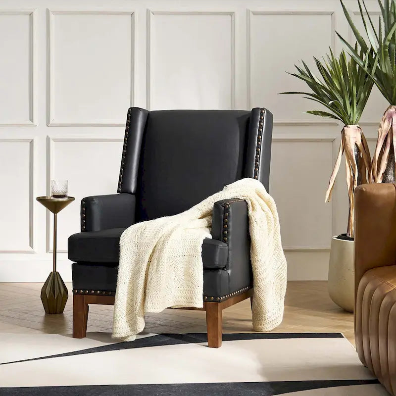 Armchair with Solid Wood Frame and Removable Seat Cushion