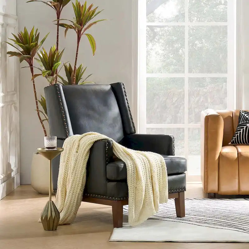 Armchair with Solid Wood Frame and Removable Seat Cushion