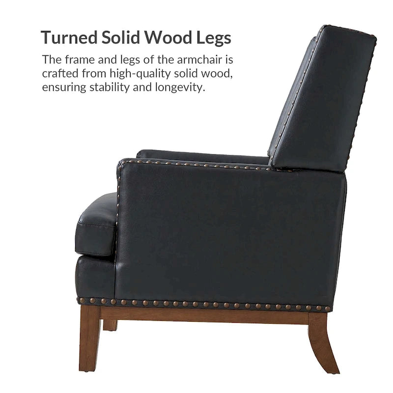 Armchair with Solid Wood Frame and Removable Seat Cushion