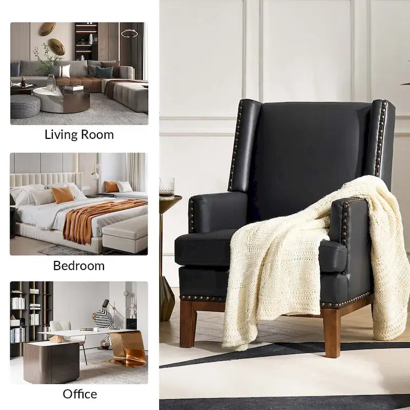 Armchair with Solid Wood Frame and Removable Seat Cushion