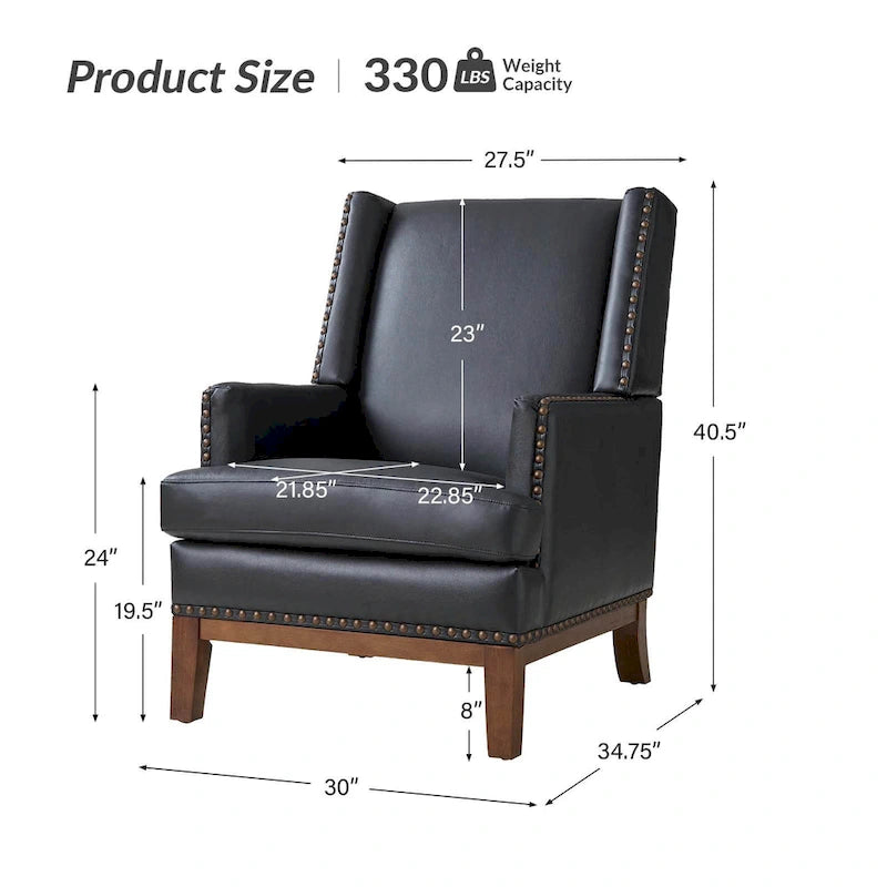 Armchair with Solid Wood Frame and Removable Seat Cushion