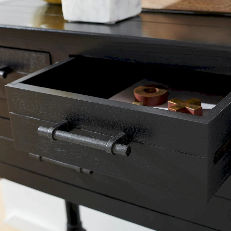 Console blanche vieillie à 3 tiroirs - 23.5 L x 13 l x 29.5 H - 24Lx13Px30H