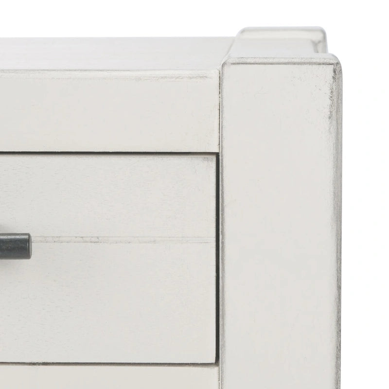 Console blanche vieillie à 3 tiroirs - 23.5 L x 13 l x 29.5 H - 24Lx13Px30H