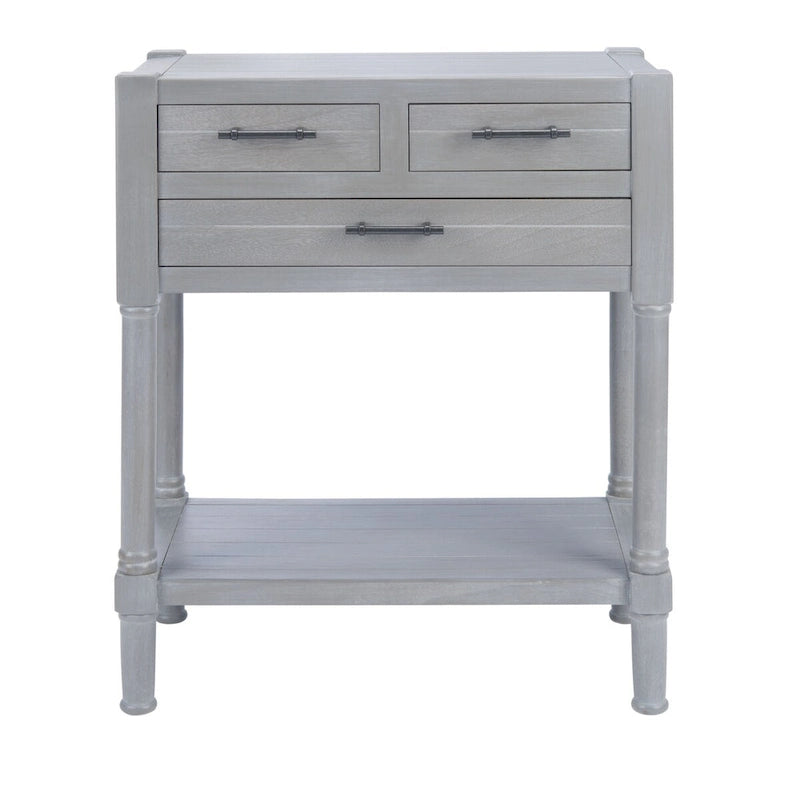 Console blanche vieillie à 3 tiroirs - 23.5 L x 13 l x 29.5 H - 24Lx13Px30H