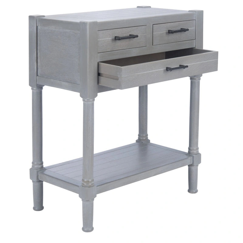 Console blanche vieillie à 3 tiroirs - 23.5 L x 13 l x 29.5 H - 24Lx13Px30H