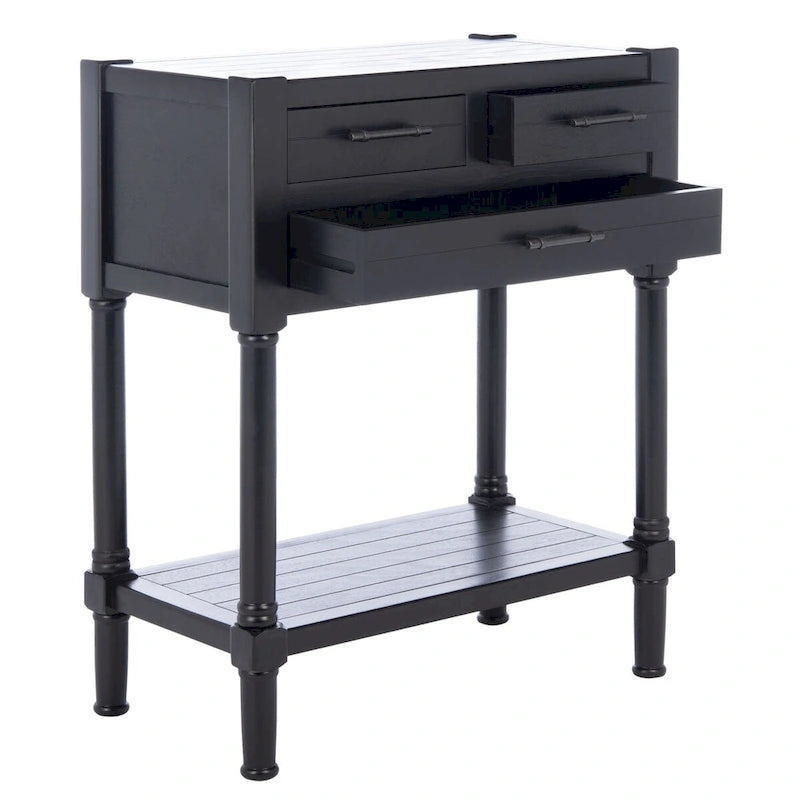 Console blanche vieillie à 3 tiroirs - 23.5 L x 13 l x 29.5 H - 24Lx13Px30H