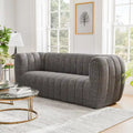Modern Vertical Channel Tufted Boucle Accent Sofa Couch with Wooden Legs
