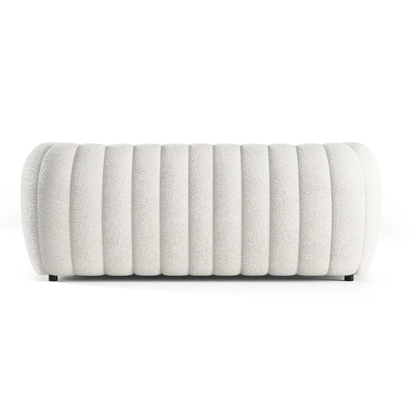 Modern Vertical Channel Tufted Boucle Accent Sofa Couch with Wooden Legs