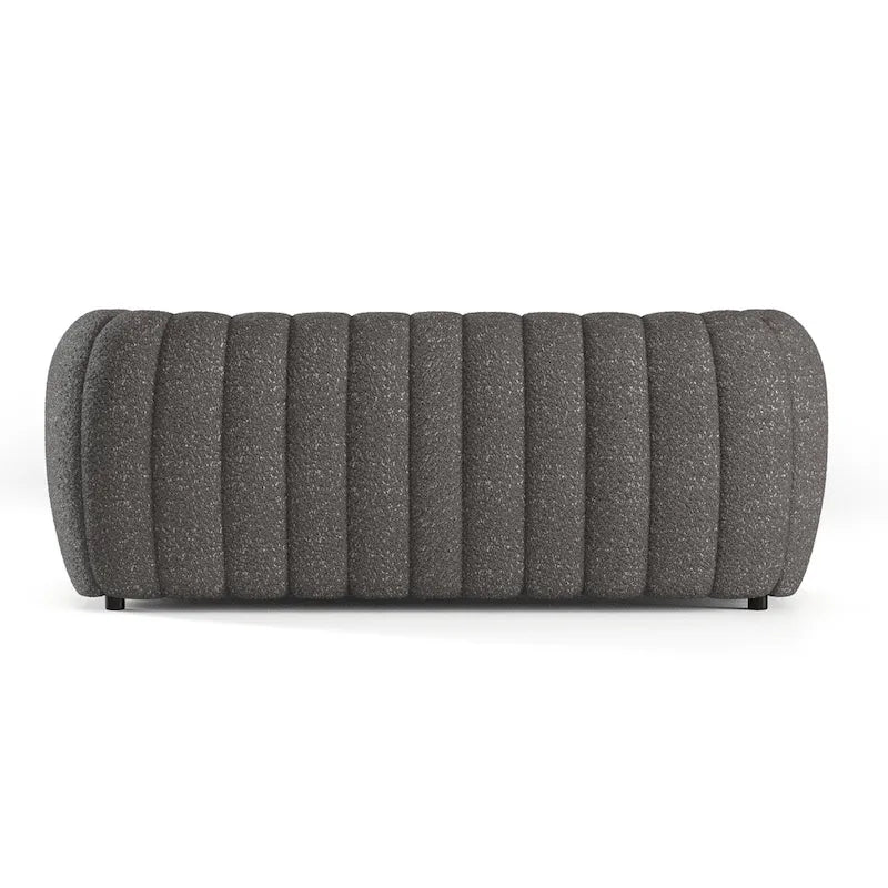 Modern Vertical Channel Tufted Boucle Accent Sofa Couch with Wooden Legs
