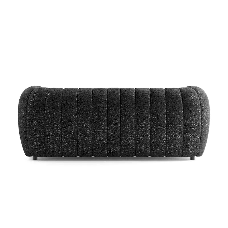 Modern Vertical Channel Tufted Boucle Accent Sofa Couch with Wooden Legs