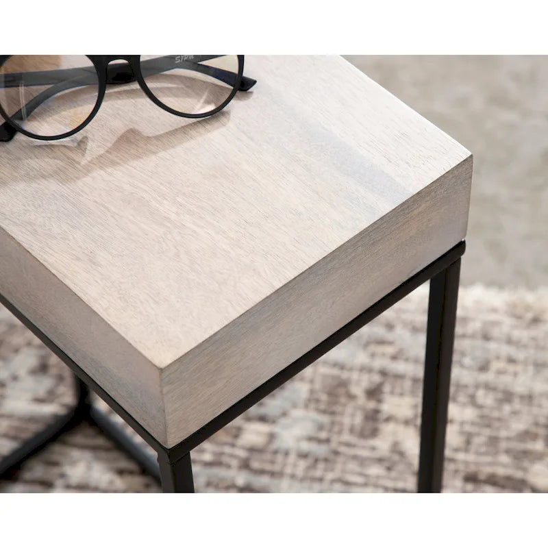 Table d'appoint étroite en bois et métal