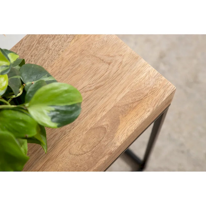 Smalle bijzettafel van hout en metaal