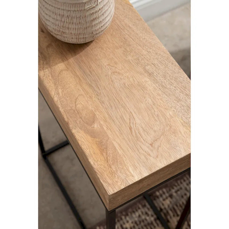 Smalle bijzettafel van hout en metaal
