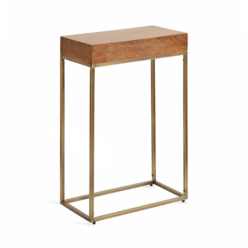Smalle bijzettafel van hout en metaal