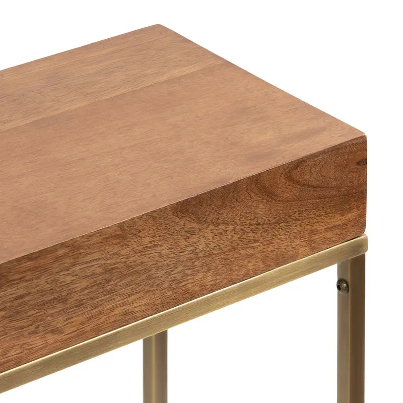 Smalle bijzettafel van hout en metaal