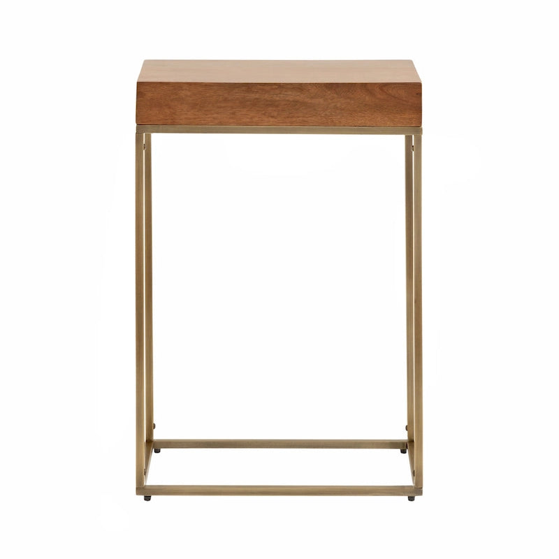 Smalle bijzettafel van hout en metaal