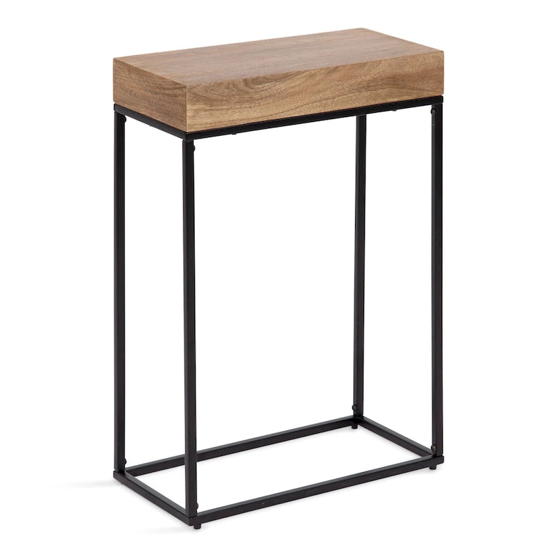 Smalle bijzettafel van hout en metaal