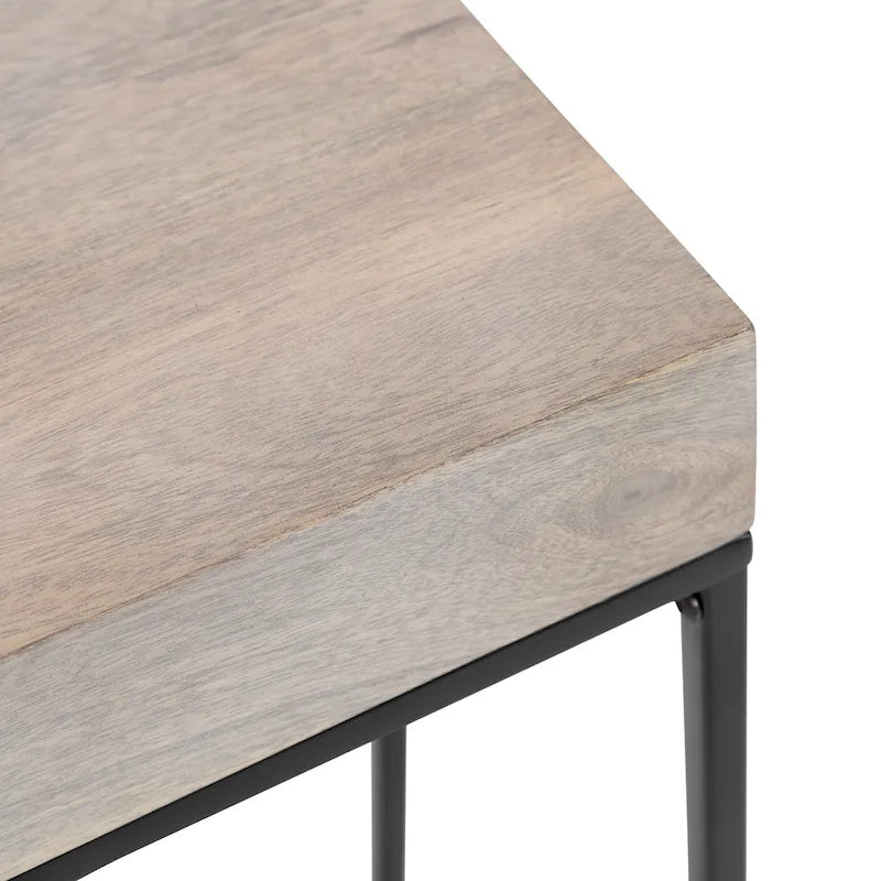 Smalle bijzettafel van hout en metaal