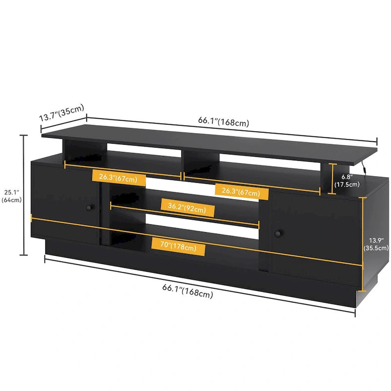 Moderne tv-kast voor tv's tot 75 - 15.7D x 70W x 25.1H