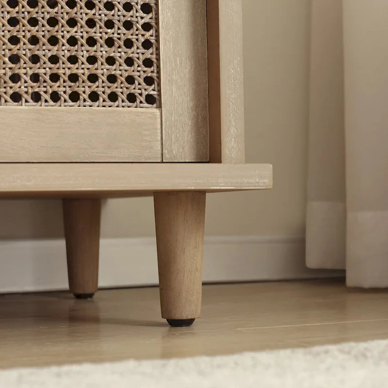 Natural Cane Rattan Sideboard Buffet Storage Cabinet (Set of 2)
