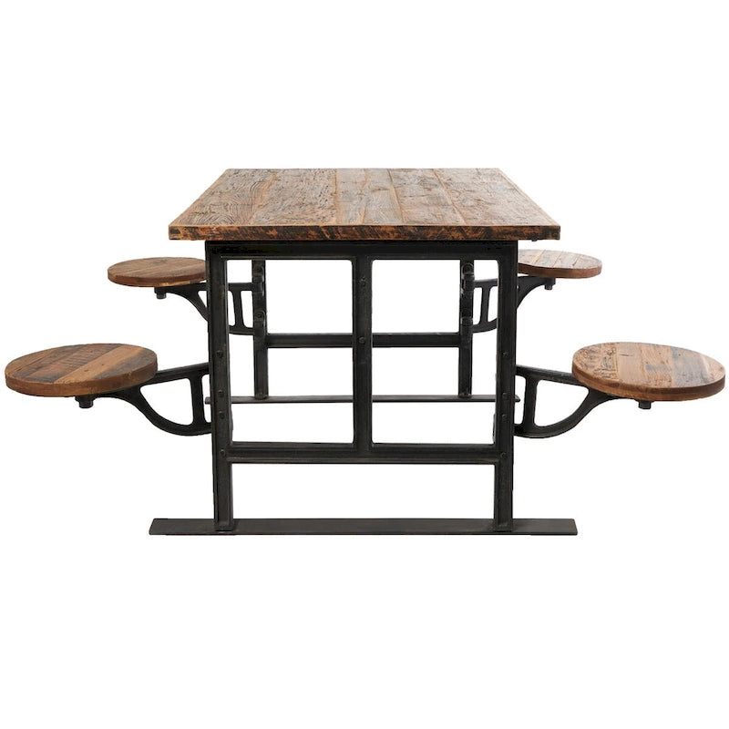 Table à manger en bois de teck avec sièges intégrés - marron