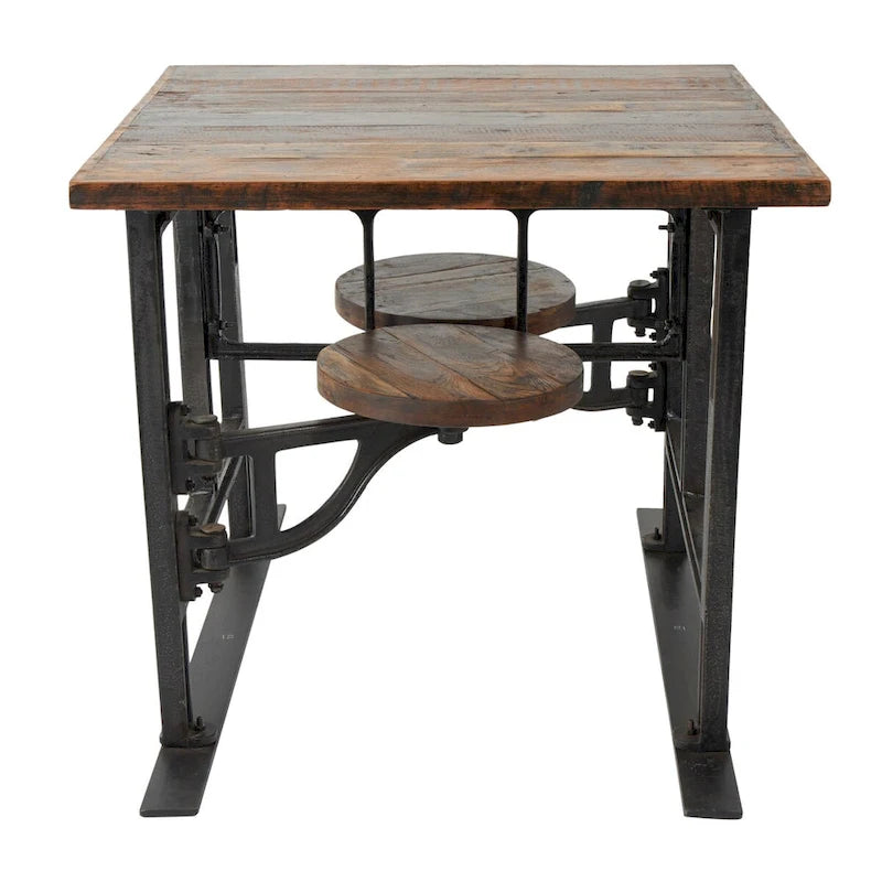 Table à manger en bois de teck avec sièges intégrés - marron