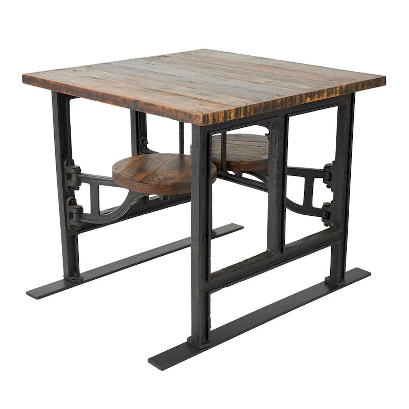 Table à manger en bois de teck avec sièges intégrés - marron