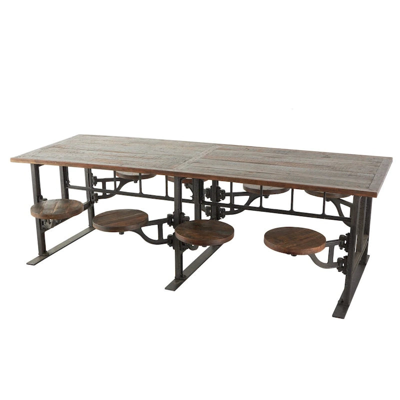 Table à manger en bois de teck avec sièges intégrés - marron
