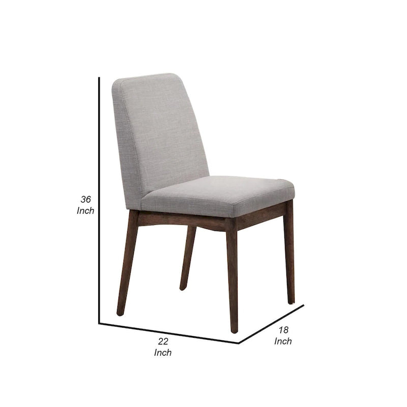 2 chaises de salle à manger modernes en bois, assises rembourrées, pieds fuselés, grises