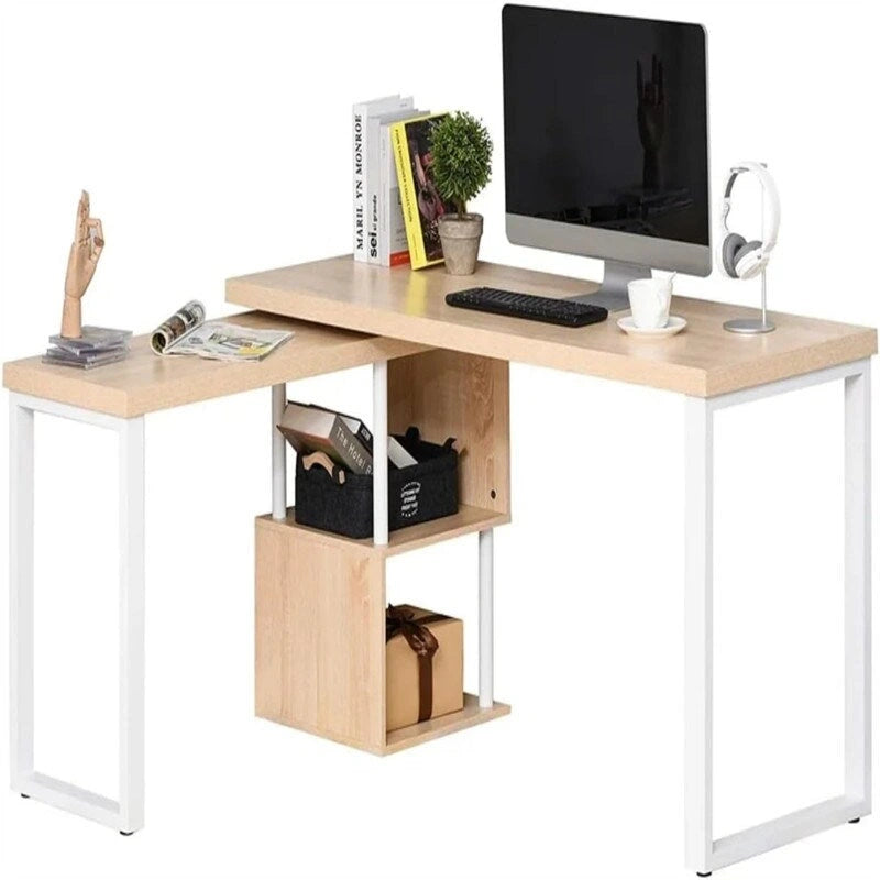Table en L avec étagères de rangement