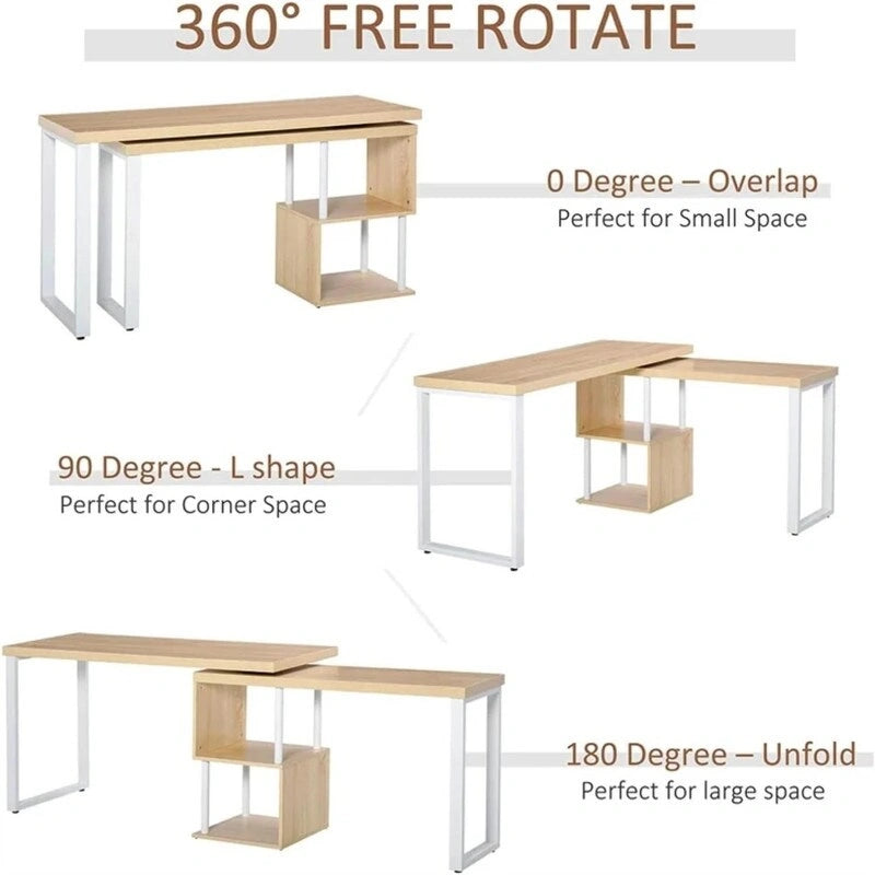 Table en L avec étagères de rangement