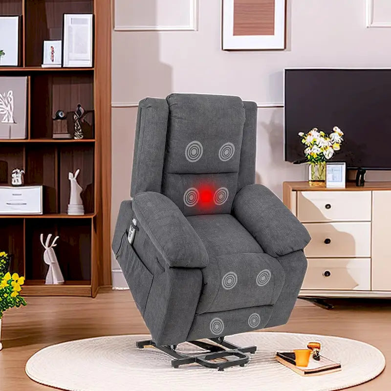 Fauteuil releveur électrique grand format robuste avec massage et chauffage pour personnes âgées