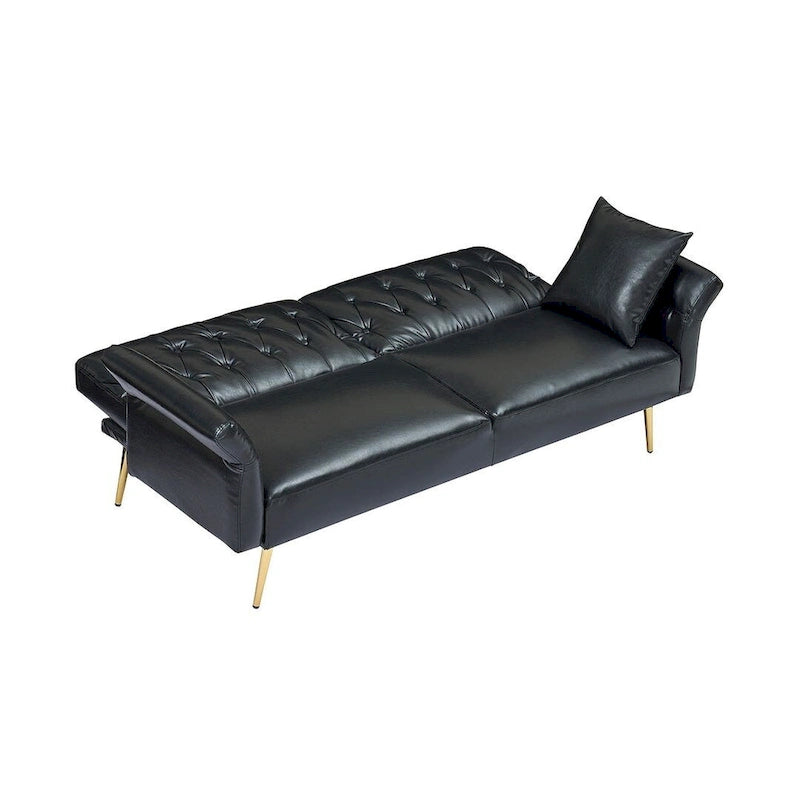 Canapé-lit, canapé pliable en simili cuir, causeuse convertible avec fonction couchage et méridienne, accoudoirs réglables pour petits espaces