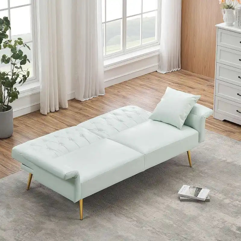 Canapé-lit, canapé pliable en simili cuir, causeuse convertible avec fonction couchage et méridienne, accoudoirs réglables pour petits espaces