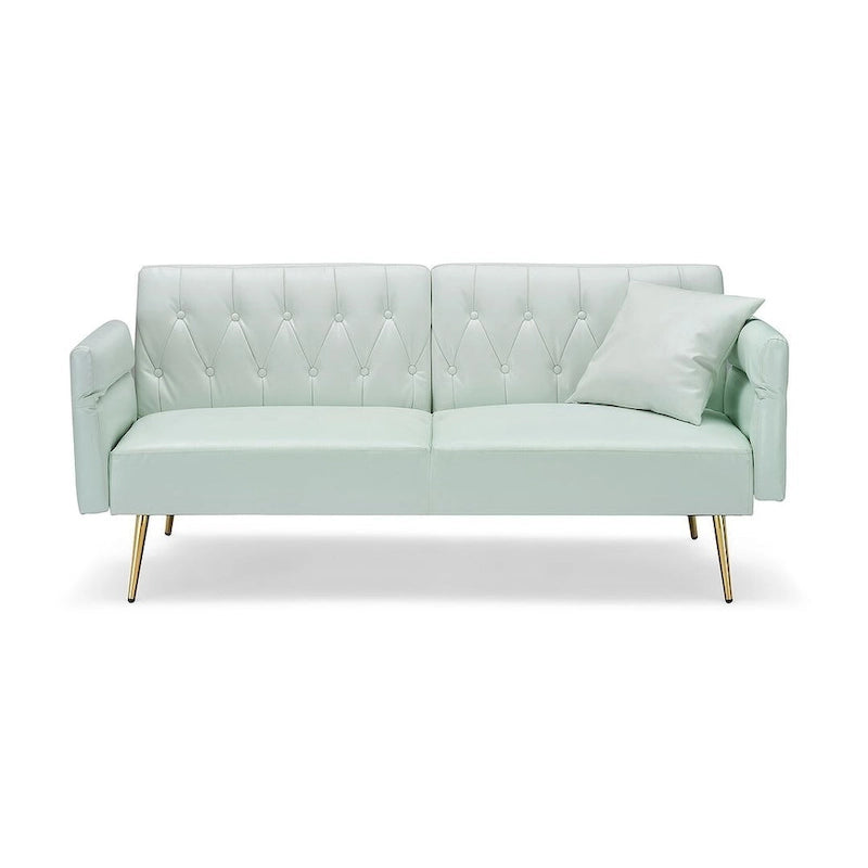 Canapé-lit, canapé pliable en simili cuir, causeuse convertible avec fonction couchage et méridienne, accoudoirs réglables pour petits espaces