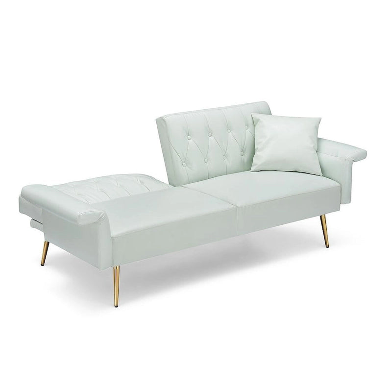 Canapé-lit, canapé pliable en simili cuir, causeuse convertible avec fonction couchage et méridienne, accoudoirs réglables pour petits espaces