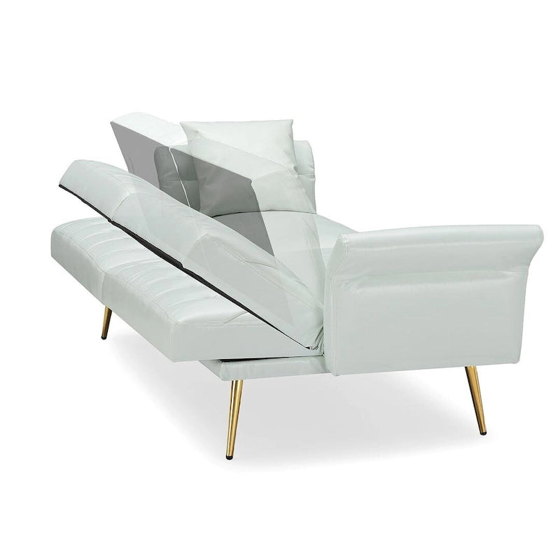 Canapé-lit, canapé pliable en simili cuir, causeuse convertible avec fonction couchage et méridienne, accoudoirs réglables pour petits espaces