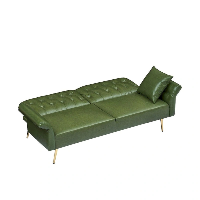 Canapé-lit, canapé pliable en simili cuir, causeuse convertible avec fonction couchage et méridienne, accoudoirs réglables pour petits espaces