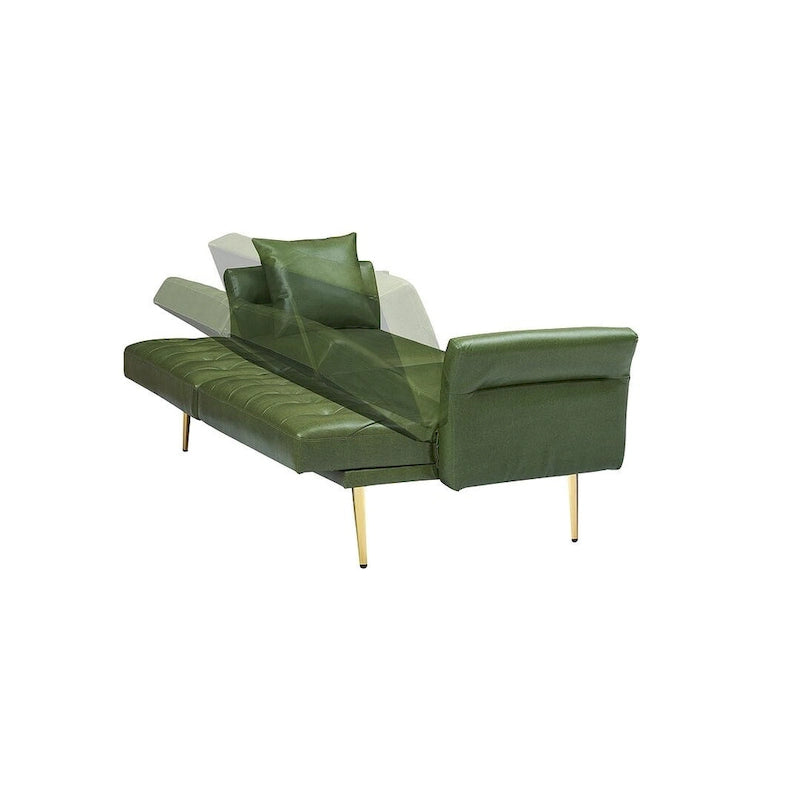 Canapé-lit, canapé pliable en simili cuir, causeuse convertible avec fonction couchage et méridienne, accoudoirs réglables pour petits espaces