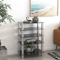 Table d'appoint à 5 niveaux en verre trempé avec structure en acier inoxydable, table de bout pour salon ou chambre, noire