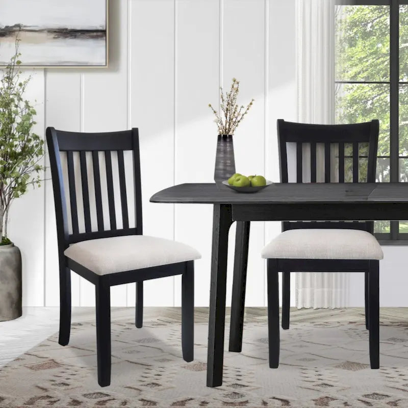 Ensemble de 2 chaises de salle à manger noires rembourrées et confortables pour ferme et cuisine