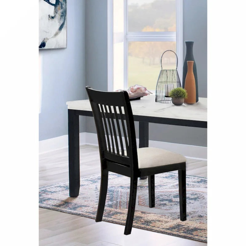 Ensemble de 2 chaises de salle à manger noires rembourrées et confortables pour ferme et cuisine