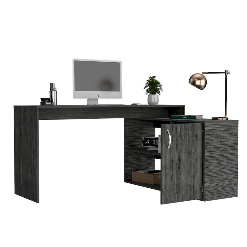 Bureau en L pour le bureau, le salon et l'appartement, chêne fumé