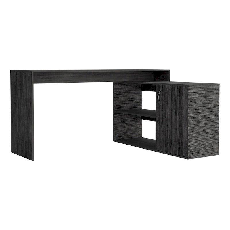 L-vormig bureau voor kantoor, woonkamer, appartement, Smokey Oak