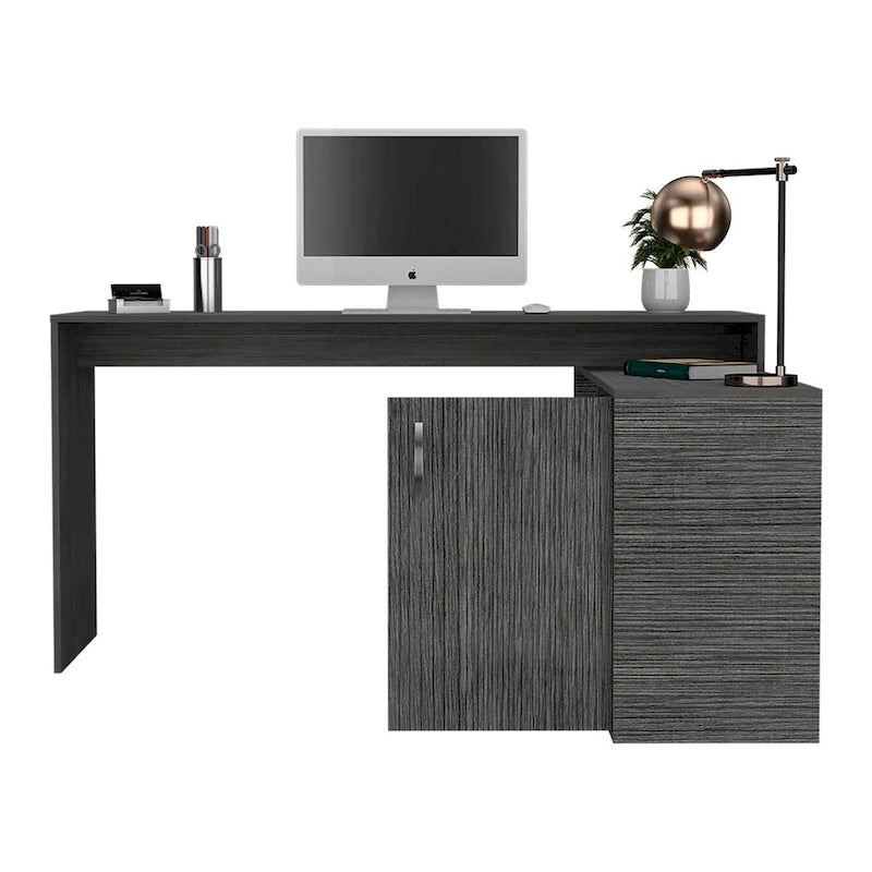 L-vormig bureau voor kantoor, woonkamer, appartement, Smokey Oak