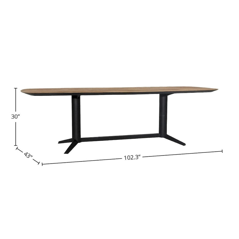 102 Wide Teak Dining Table, Black
