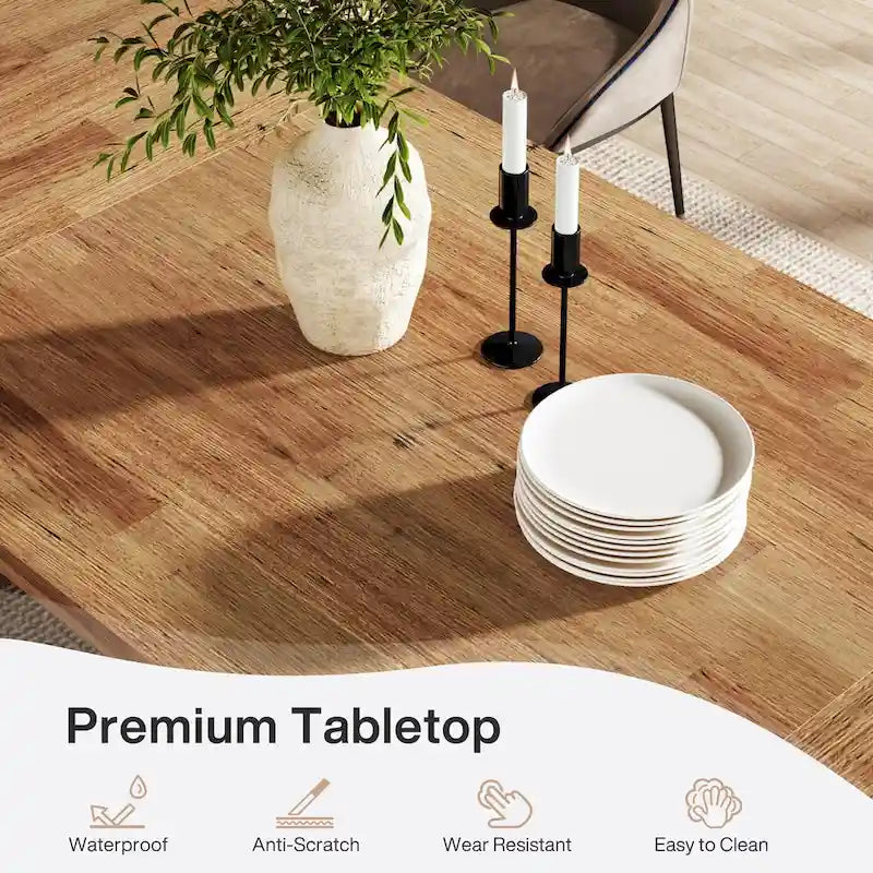 70.87-Inch Wood Dining Table, Large Dining Room Table for 6-8 People, Kitchen Dinner Table